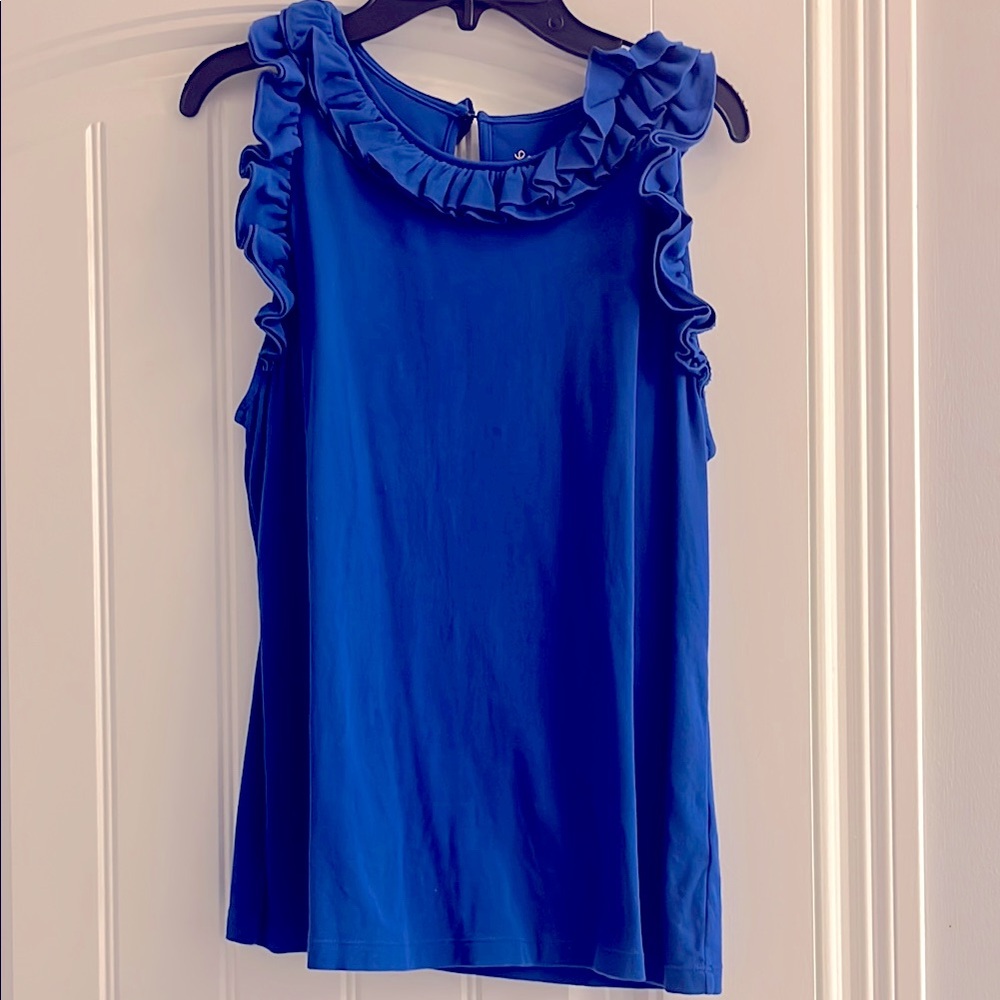Lilly Pulitzer Ruffled Blue Sleeveless Blouse